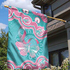 Hereditary And Gynecologic Cancer Awareness Garden Flag Teal Pink Ribbon Aboriginal Art - Aussie Hoodie
