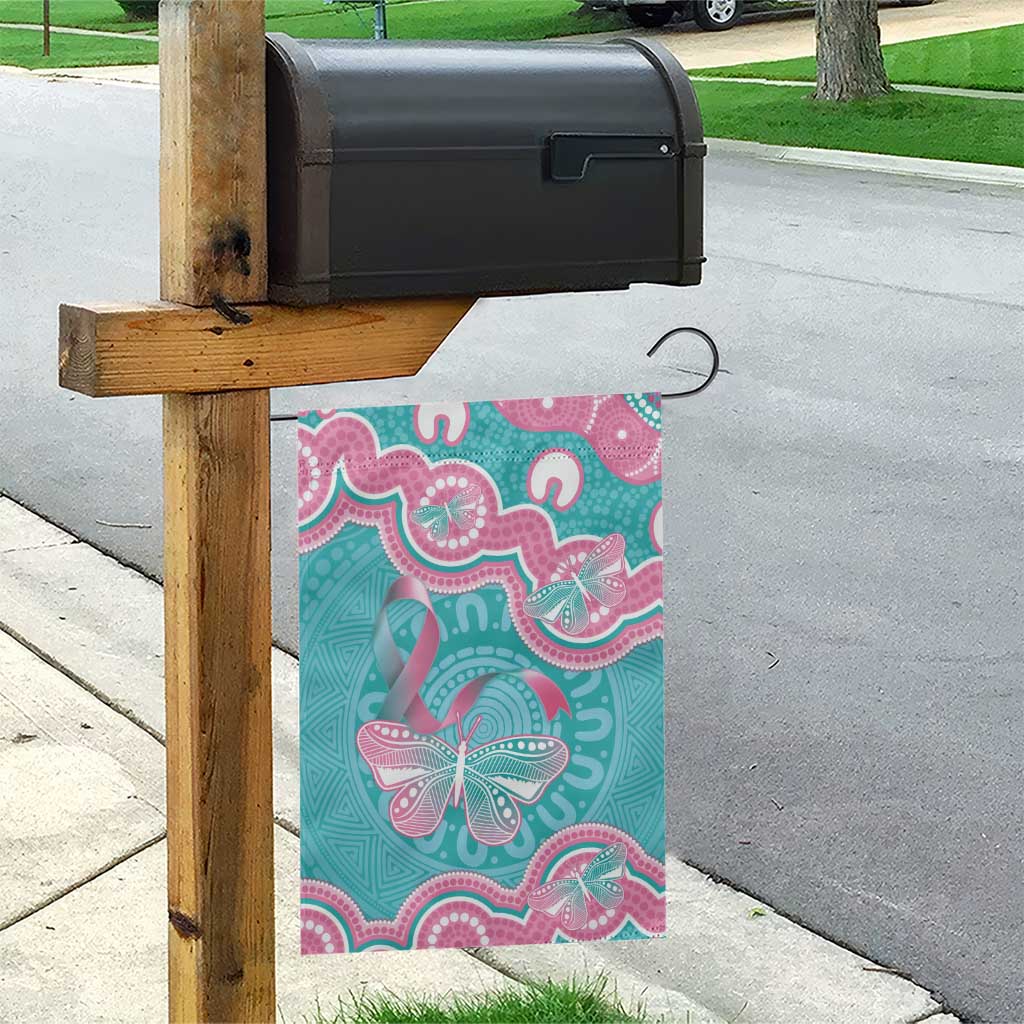 Hereditary And Gynecologic Cancer Awareness Garden Flag Teal Pink Ribbon Aboriginal Art - Aussie Hoodie