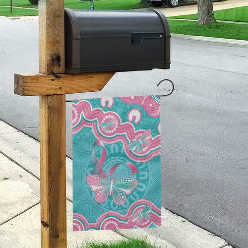 Hereditary And Gynecologic Cancer Awareness Garden Flag Teal Pink Ribbon Aboriginal Art - Aussie Hoodie