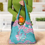 Hereditary And Gynecologic Cancer Awareness Grocery Bag Teal Pink Ribbon Aboriginal Art - Aussie Hoodie