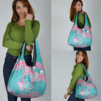 Hereditary And Gynecologic Cancer Awareness Grocery Bag Teal Pink Ribbon Aboriginal Art - Aussie Hoodie