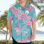 Hereditary And Gynecologic Cancer Awareness Hawaiian Shirt Teal Pink Ribbon Aboriginal Art - Aussie Hoodie