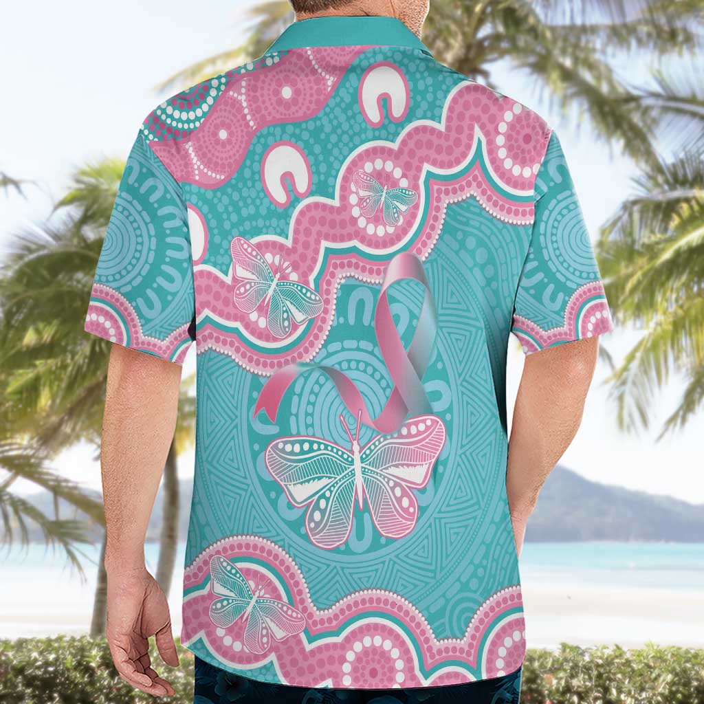 Hereditary And Gynecologic Cancer Awareness Hawaiian Shirt Teal Pink Ribbon Aboriginal Art - Aussie Hoodie