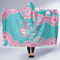 Hereditary And Gynecologic Cancer Awareness Hooded Blanket Teal Pink Ribbon Aboriginal Art - Aussie Hoodie