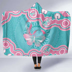 Hereditary And Gynecologic Cancer Awareness Hooded Blanket Teal Pink Ribbon Aboriginal Art - Aussie Hoodie