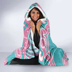 Hereditary And Gynecologic Cancer Awareness Hooded Blanket Teal Pink Ribbon Aboriginal Art - Aussie Hoodie