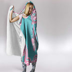 Hereditary And Gynecologic Cancer Awareness Hooded Blanket Teal Pink Ribbon Aboriginal Art - Aussie Hoodie