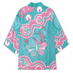 Hereditary And Gynecologic Cancer Awareness Kimono Teal Pink Ribbon Aboriginal Art - Aussie Hoodie