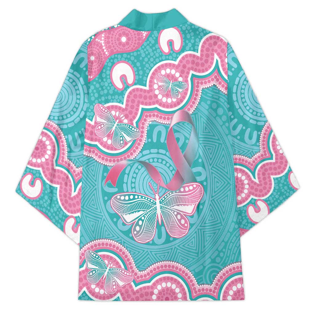 Hereditary And Gynecologic Cancer Awareness Kimono Teal Pink Ribbon Aboriginal Art - Aussie Hoodie