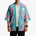 Hereditary And Gynecologic Cancer Awareness Kimono Teal Pink Ribbon Aboriginal Art - Aussie Hoodie
