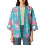 Hereditary And Gynecologic Cancer Awareness Kimono Teal Pink Ribbon Aboriginal Art - Aussie Hoodie