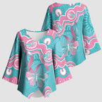 Hereditary And Gynecologic Cancer Awareness Kimono Sleeve Blouse Teal Pink Ribbon Aboriginal Art - Aussie Hoodie