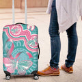 Hereditary And Gynecologic Cancer Awareness Luggage Cover Teal Pink Ribbon Aboriginal Art - Aussie Hoodie