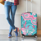 Hereditary And Gynecologic Cancer Awareness Luggage Cover Teal Pink Ribbon Aboriginal Art - Aussie Hoodie