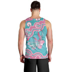 Hereditary And Gynecologic Cancer Awareness Men Tank Top Teal Pink Ribbon Aboriginal Art - Aussie Hoodie