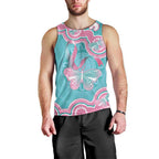 Hereditary And Gynecologic Cancer Awareness Men Tank Top Teal Pink Ribbon Aboriginal Art - Aussie Hoodie