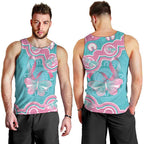 Hereditary And Gynecologic Cancer Awareness Men Tank Top Teal Pink Ribbon Aboriginal Art - Aussie Hoodie