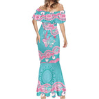 Hereditary And Gynecologic Cancer Awareness Mermaid Dress Teal Pink Ribbon Aboriginal Art - Aussie Hoodie