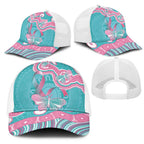 Hereditary And Gynecologic Cancer Awareness Mesh Trucker Cap Teal Pink Ribbon Aboriginal Art - Aussie Hoodie