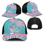 Hereditary And Gynecologic Cancer Awareness Mesh Trucker Cap Teal Pink Ribbon Aboriginal Art - Aussie Hoodie