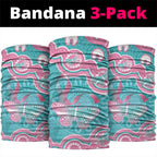 Hereditary And Gynecologic Cancer Awareness Neck Gaiter Teal Pink Ribbon Aboriginal Art - Aussie Hoodie