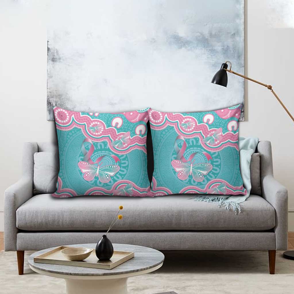 Hereditary And Gynecologic Cancer Awareness Pillow Cover Teal Pink Ribbon Aboriginal Art - Aussie Hoodie