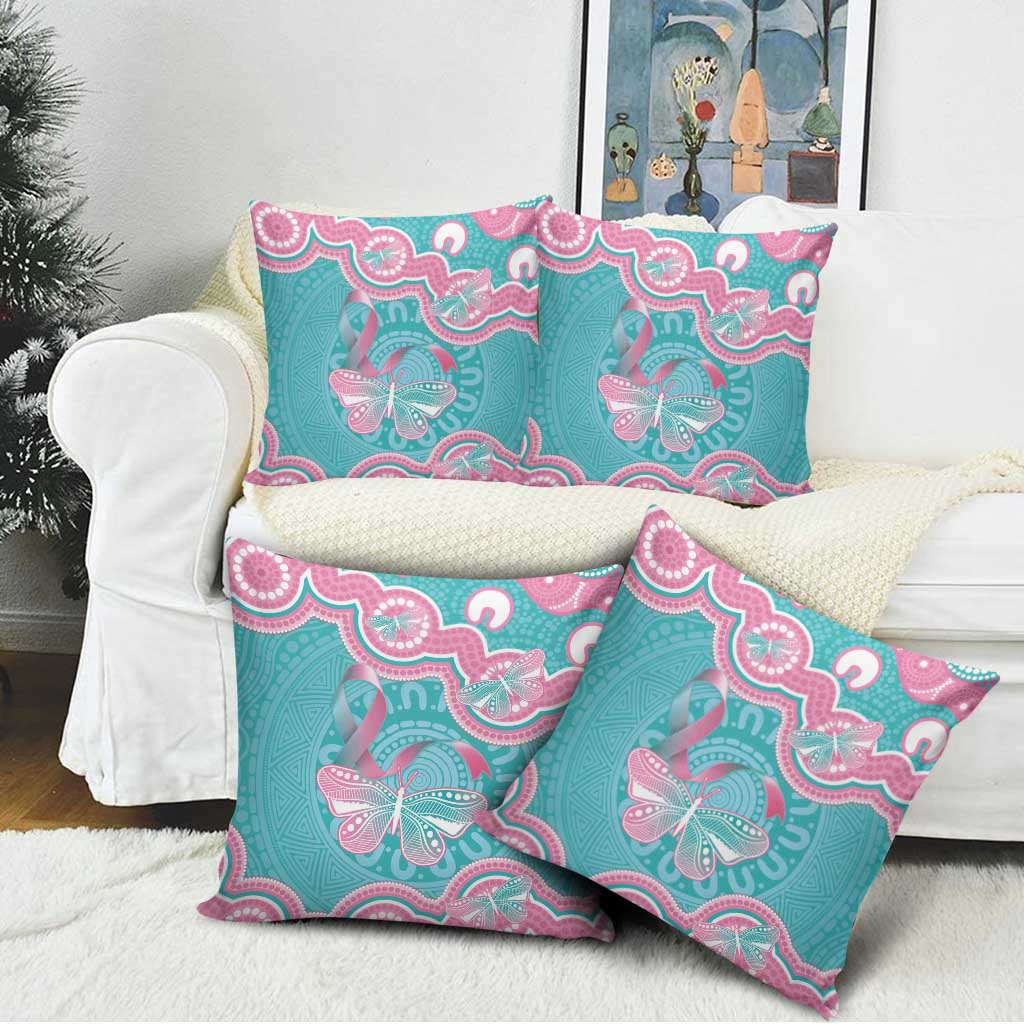 Hereditary And Gynecologic Cancer Awareness Pillow Cover Teal Pink Ribbon Aboriginal Art - Aussie Hoodie