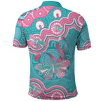 Hereditary And Gynecologic Cancer Awareness Polo Shirt Teal Pink Ribbon Aboriginal Art - Aussie Hoodie