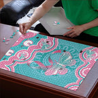 Hereditary And Gynecologic Cancer Awareness Puzzle Teal Pink Ribbon Aboriginal Art - Aussie Hoodie