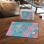 Hereditary And Gynecologic Cancer Awareness Puzzle Teal Pink Ribbon Aboriginal Art - Aussie Hoodie