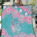 Hereditary And Gynecologic Cancer Awareness Quilt Teal Pink Ribbon Aboriginal Art - Aussie Hoodie