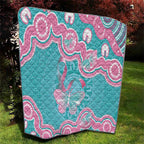 Hereditary And Gynecologic Cancer Awareness Quilt Teal Pink Ribbon Aboriginal Art - Aussie Hoodie