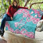 Hereditary And Gynecologic Cancer Awareness Quilt Teal Pink Ribbon Aboriginal Art - Aussie Hoodie