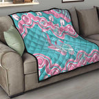 Hereditary And Gynecologic Cancer Awareness Quilt Teal Pink Ribbon Aboriginal Art - Aussie Hoodie
