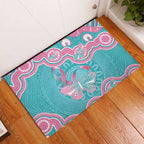 Hereditary And Gynecologic Cancer Awareness Rubber Doormat Teal Pink Ribbon Aboriginal Art - Aussie Hoodie
