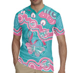 Hereditary And Gynecologic Cancer Awareness Rugby Jersey Teal Pink Ribbon Aboriginal Art - Aussie Hoodie