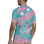 Hereditary And Gynecologic Cancer Awareness Rugby Jersey Teal Pink Ribbon Aboriginal Art - Aussie Hoodie