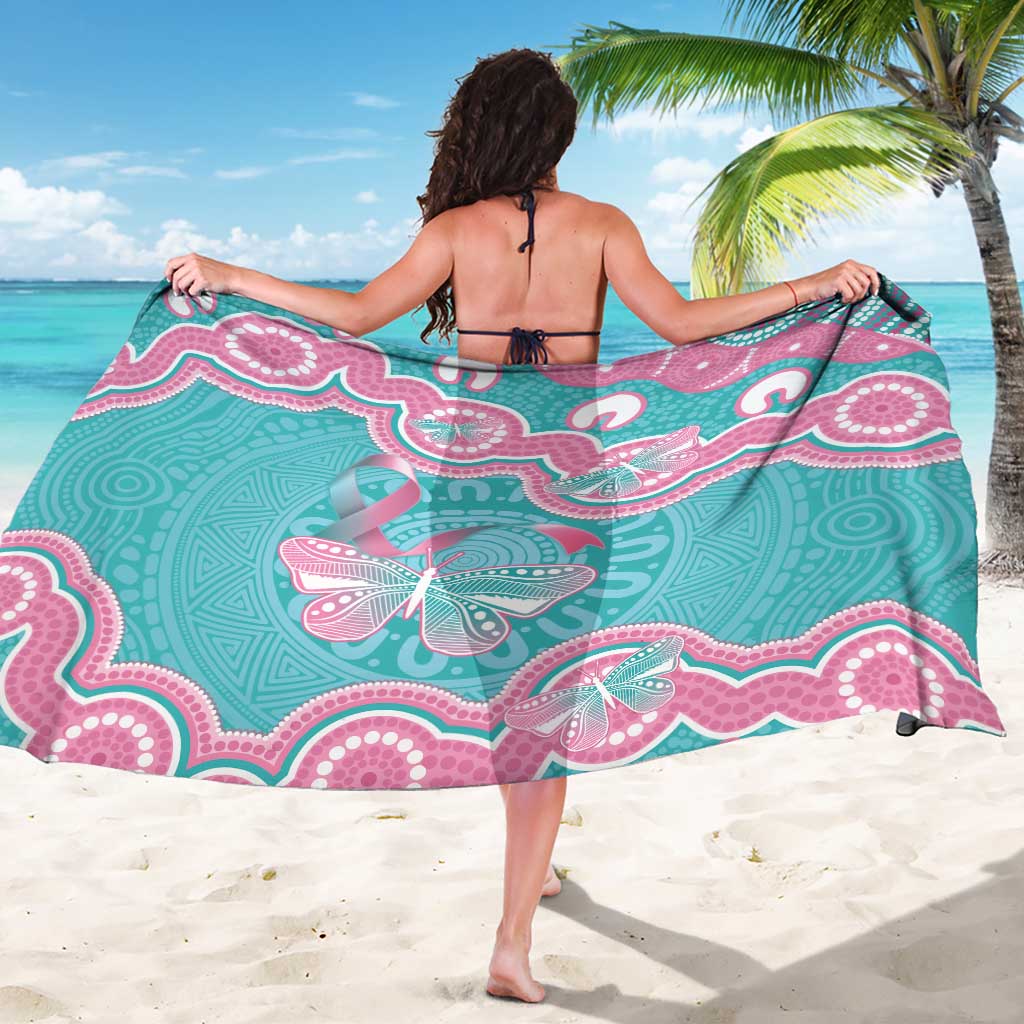 Hereditary And Gynecologic Cancer Awareness Sarong Teal Pink Ribbon Aboriginal Art - Aussie Hoodie