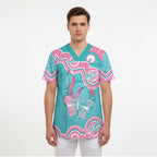 Hereditary And Gynecologic Cancer Awareness Scrub Top Teal Pink Ribbon Aboriginal Art - Aussie Hoodie