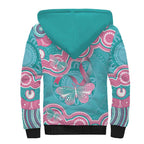 Hereditary And Gynecologic Cancer Awareness Sherpa Hoodie Teal Pink Ribbon Aboriginal Art - Aussie Hoodie