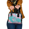 Hereditary And Gynecologic Cancer Awareness Shoulder Handbag Teal Pink Ribbon Aboriginal Art - Aussie Hoodie