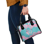 Hereditary And Gynecologic Cancer Awareness Shoulder Handbag Teal Pink Ribbon Aboriginal Art - Aussie Hoodie