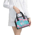 Hereditary And Gynecologic Cancer Awareness Shoulder Handbag Teal Pink Ribbon Aboriginal Art - Aussie Hoodie