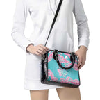 Hereditary And Gynecologic Cancer Awareness Shoulder Handbag Teal Pink Ribbon Aboriginal Art - Aussie Hoodie