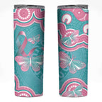 Hereditary And Gynecologic Cancer Awareness Skinny Tumbler Teal Pink Ribbon Aboriginal Art - Aussie Hoodie
