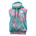Hereditary And Gynecologic Cancer Awareness Sleeveless Hoodie Teal Pink Ribbon Aboriginal Art - Aussie Hoodie