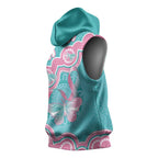Hereditary And Gynecologic Cancer Awareness Sleeveless Hoodie Teal Pink Ribbon Aboriginal Art - Aussie Hoodie