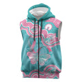 Hereditary And Gynecologic Cancer Awareness Sleeveless Zip Hoodie Teal Pink Ribbon Aboriginal Art LT14