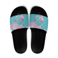 Hereditary And Gynecologic Cancer Awareness Slide Sandals Teal Pink Ribbon Aboriginal Art - Aussie Hoodie