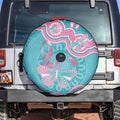 Hereditary And Gynecologic Cancer Awareness Spare Tire Cover Teal Pink Ribbon Aboriginal Art - Aussie Hoodie